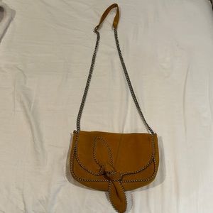Zara Bag with silver details and silver chain, mustard color, suede, NWT
